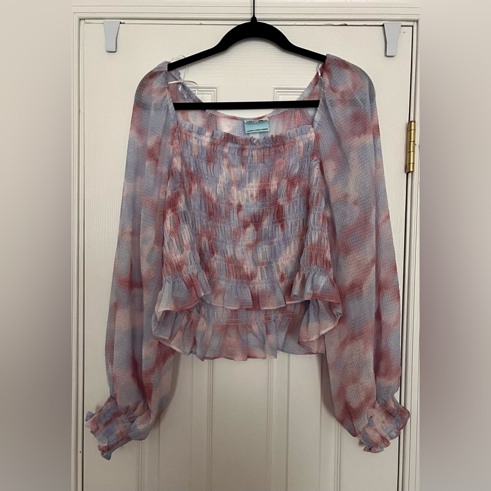 Sheer Puff-Sleeved Blouse
